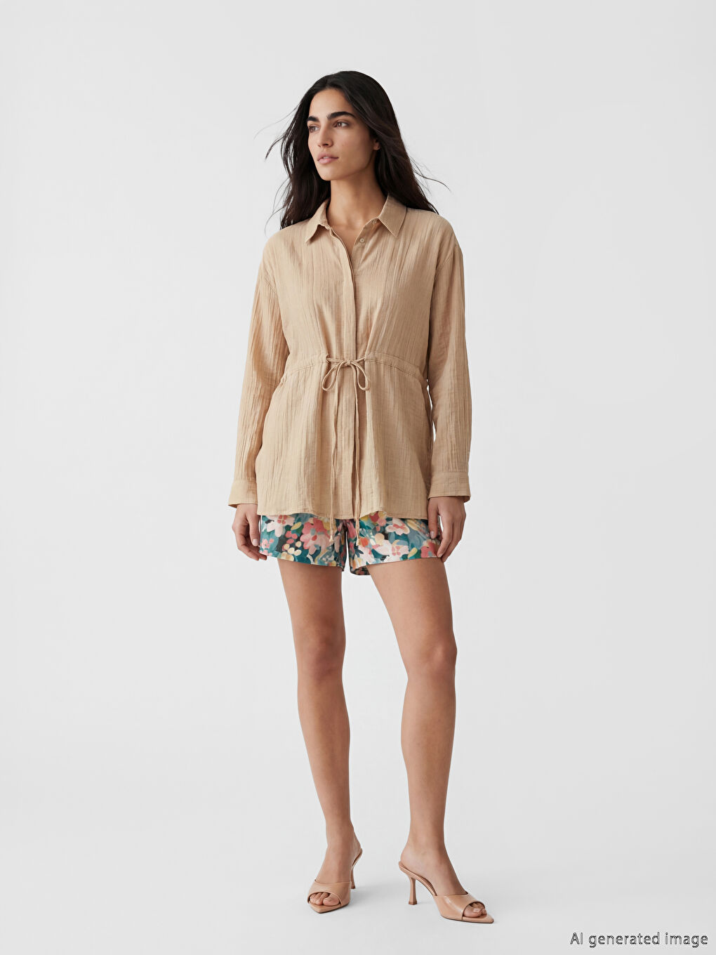 Textured Gathered Women's Shirt Tunic-1