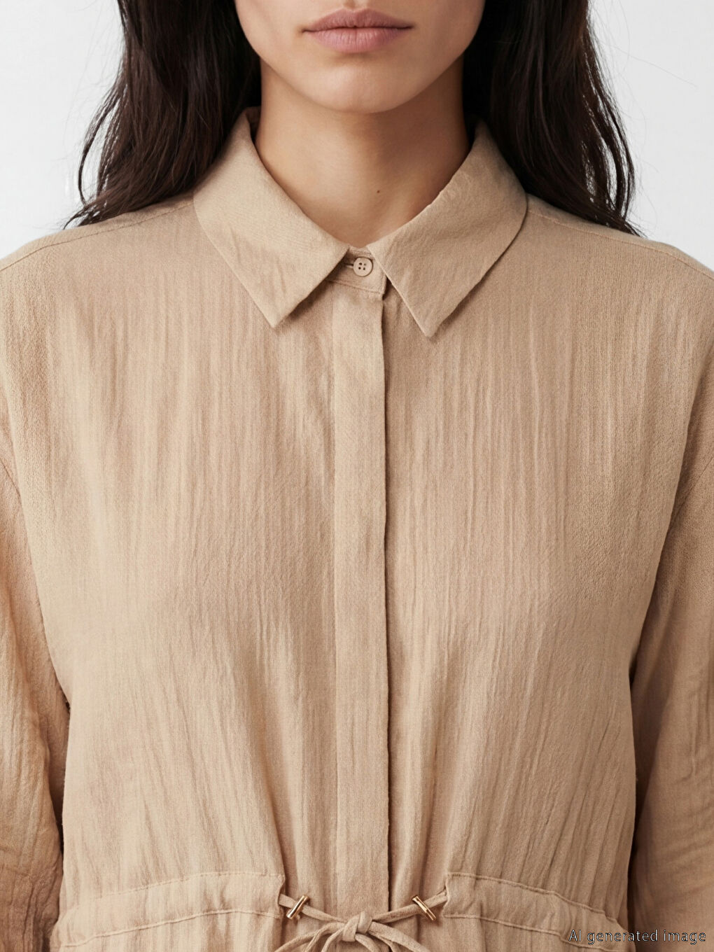 Textured Gathered Women's Shirt Tunic-2
