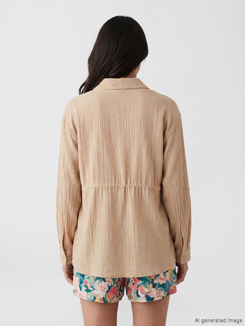 Textured Gathered Women's Shirt Tunic-3