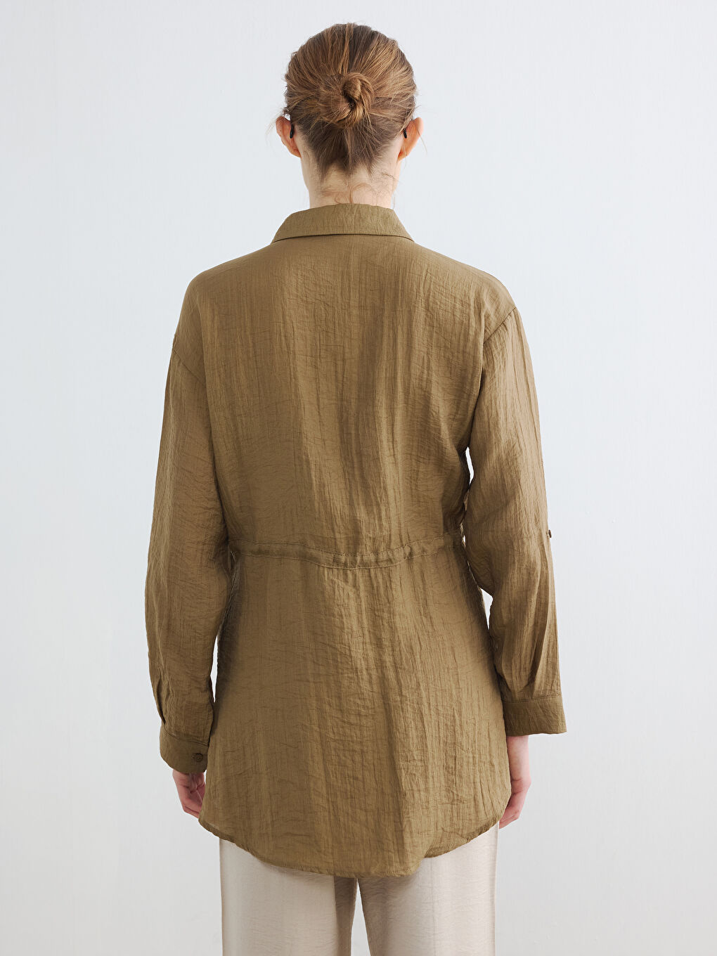 Textured Gathered Women's Shirt Tunic-3