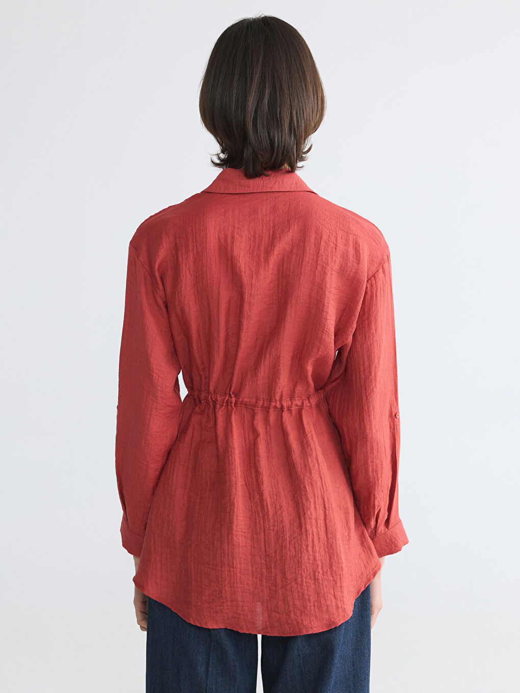 Textured Gathered Women's Shirt Tunic-3