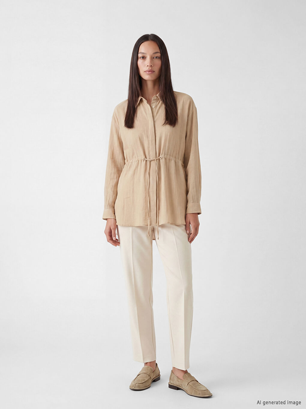 Textured Gathered Women's Shirt Tunic-1