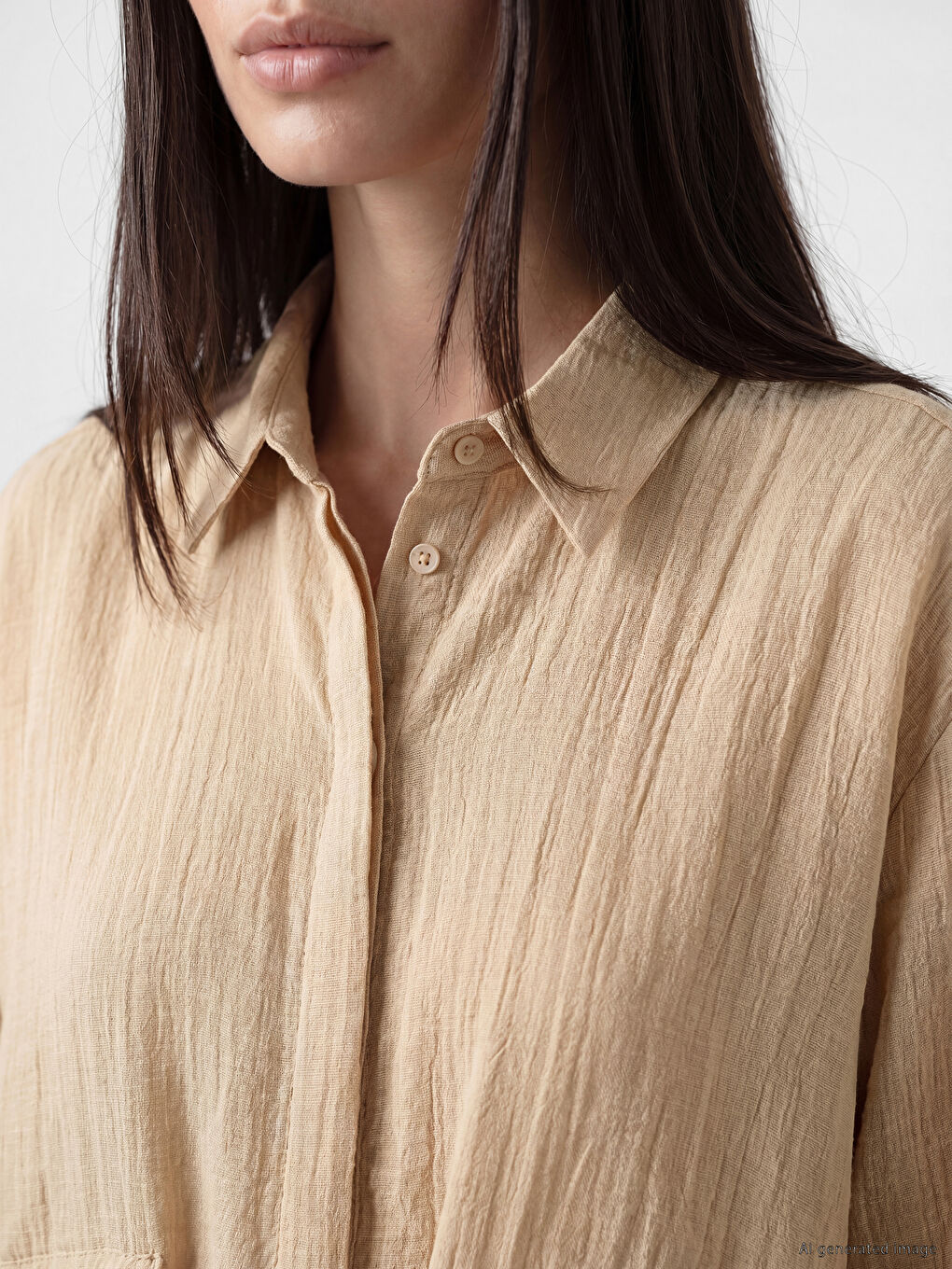 Textured Gathered Women's Shirt Tunic-2