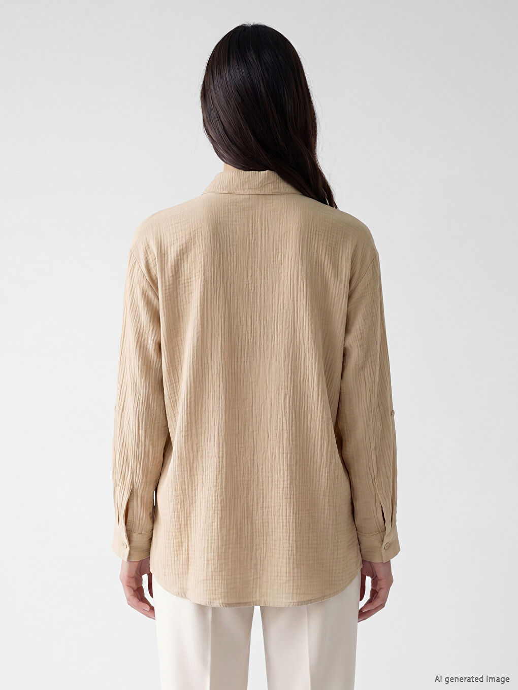 Textured Gathered Women's Shirt Tunic-3