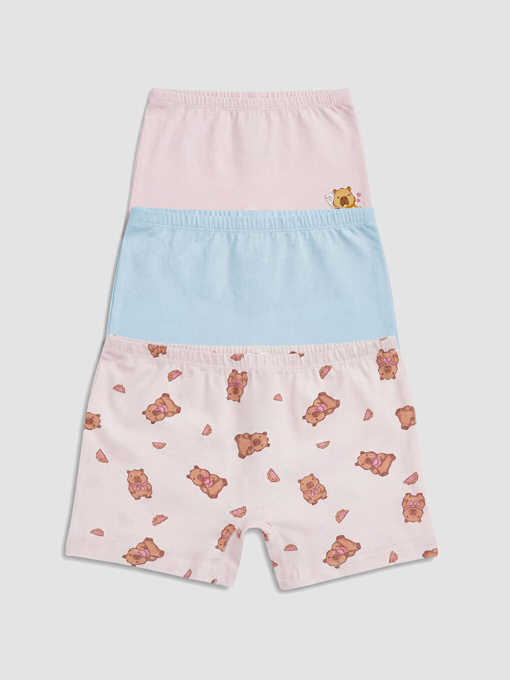Pembe Baskılı Kız Çocuk Boxer 3'lü