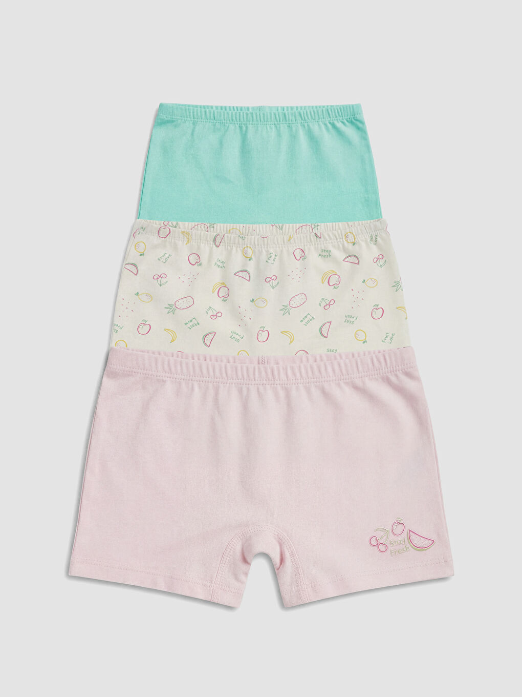 Ekru Baskılı Kız Çocuk Boxer 3'lü-1