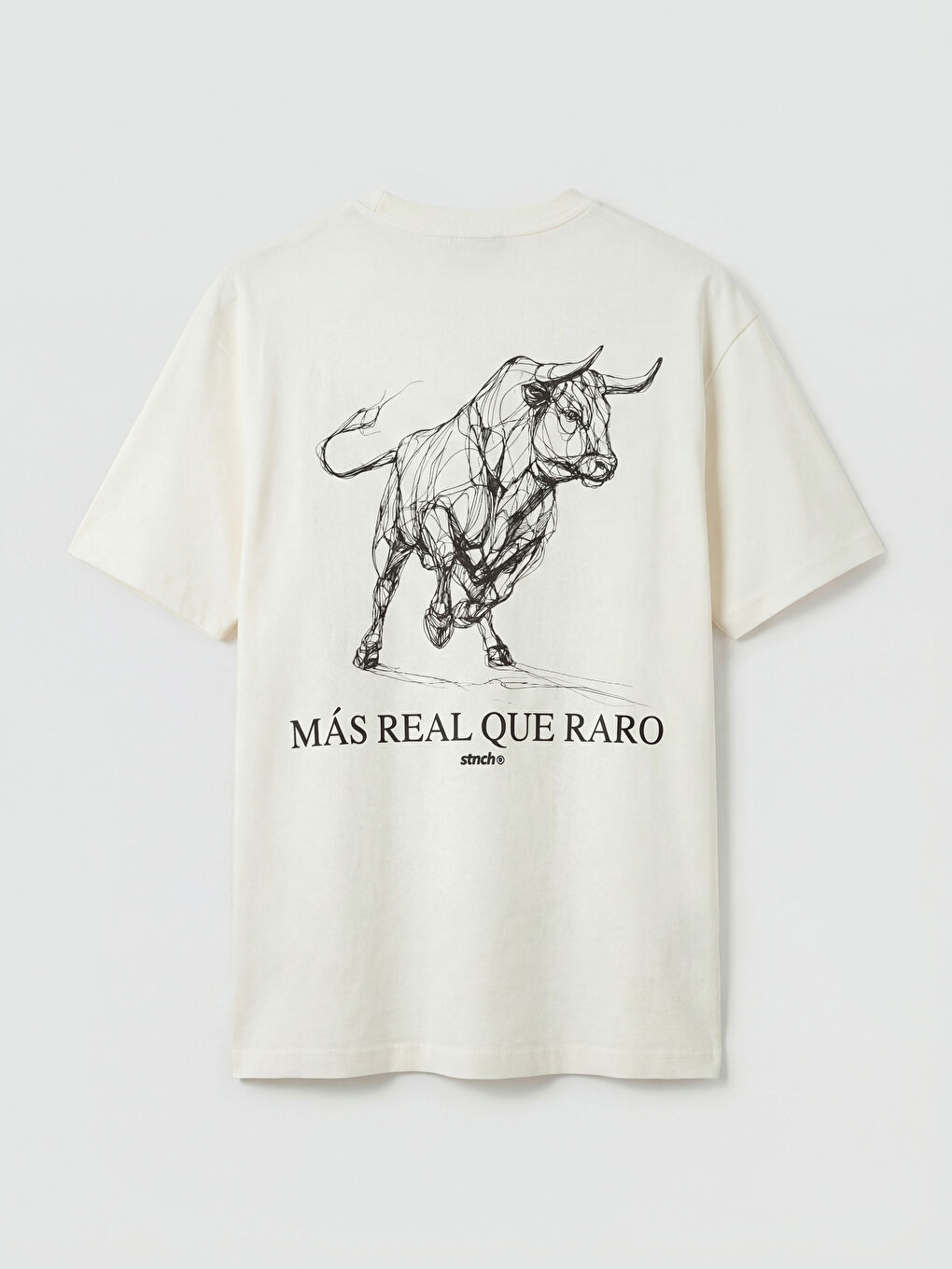 Ekru Baskılı Erkek Tişört-4