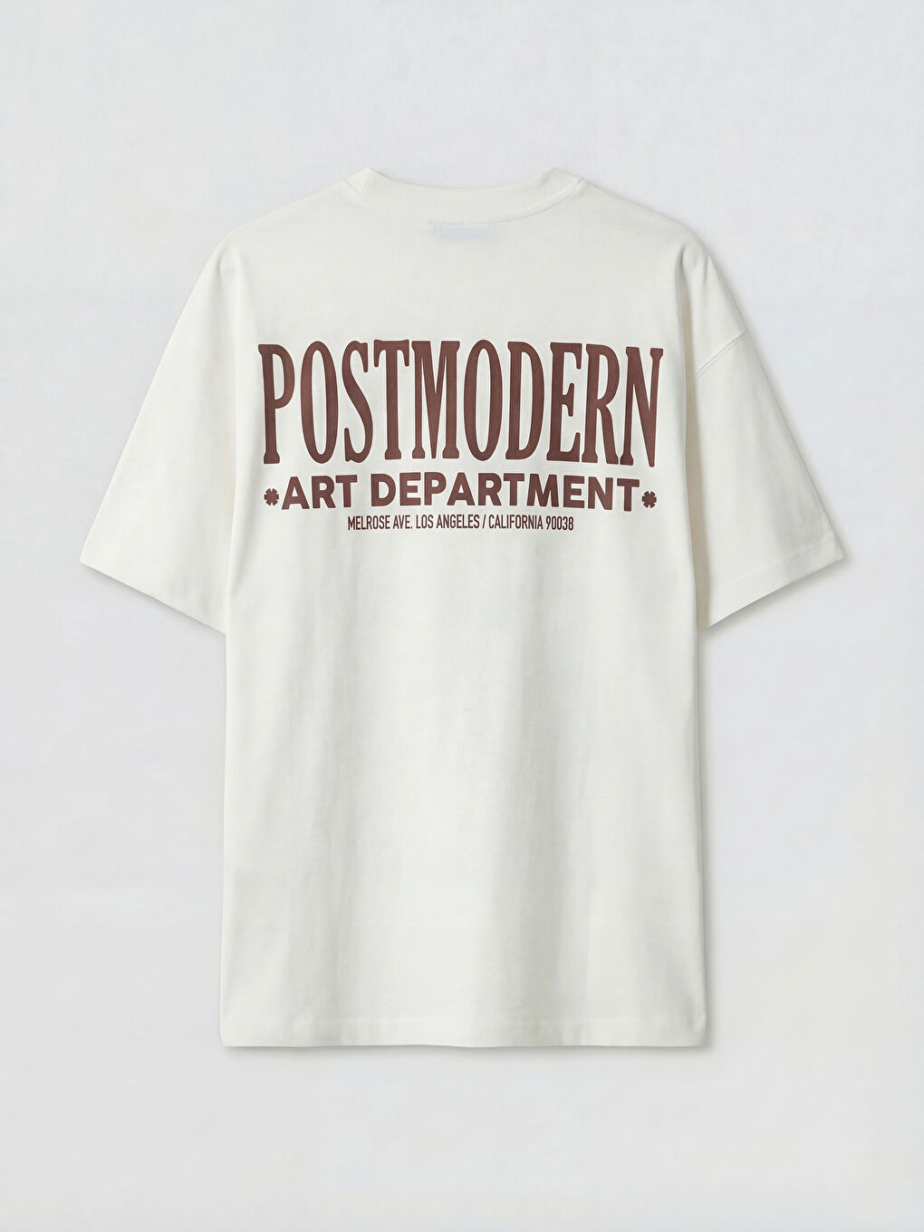 Ekru Bisiklet Yaka Baskılı Oversize Kadın Tişört-1