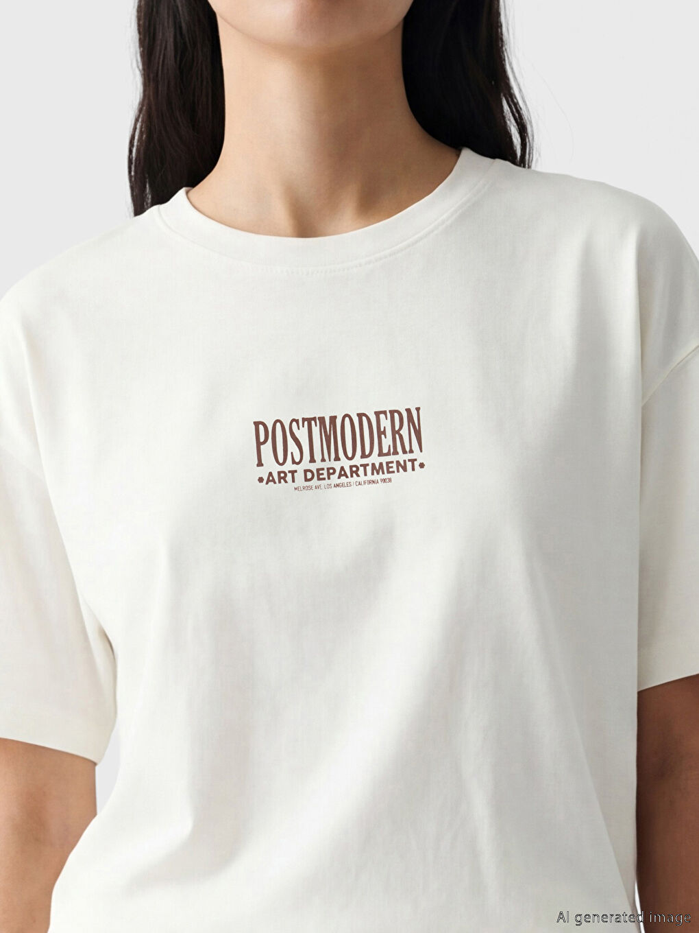 Beyaz Sırt Baskılı Oversize Kadın Tişört-2