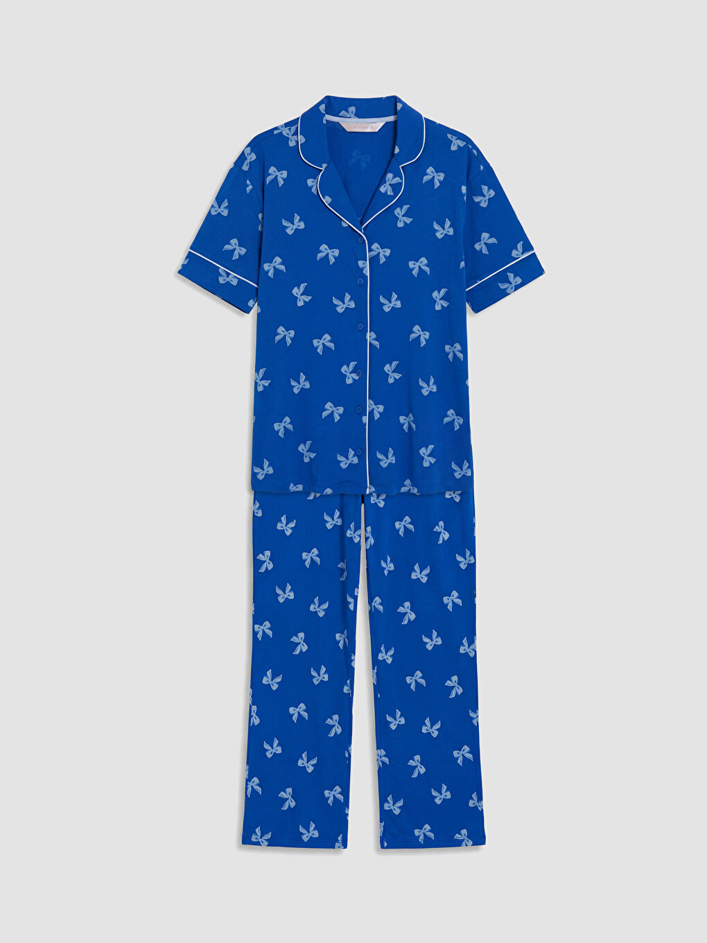 Mavi Fiyonk Desenli Hamile Pijama Takımı