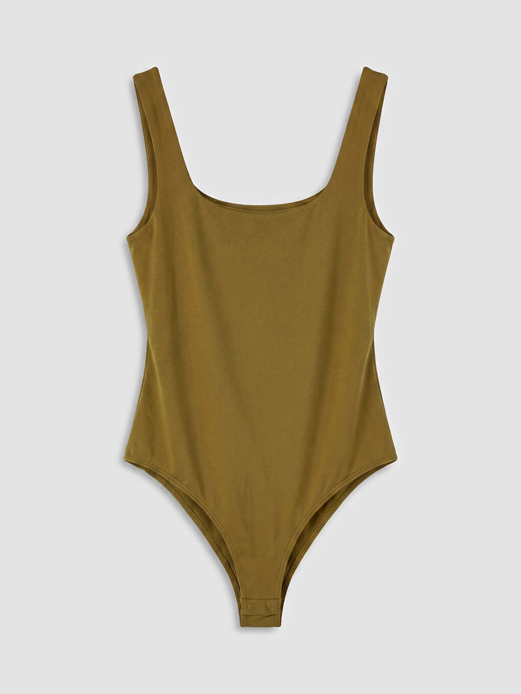 Yeşil Kare Yaka Kadın Çıtçıt Body