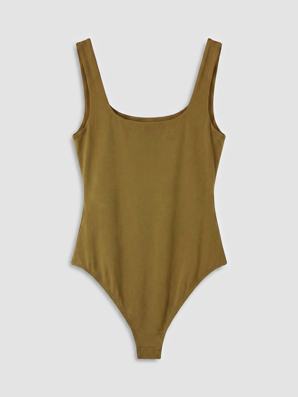 Yeşil Kare Yaka Kadın Çıtçıt Body-1