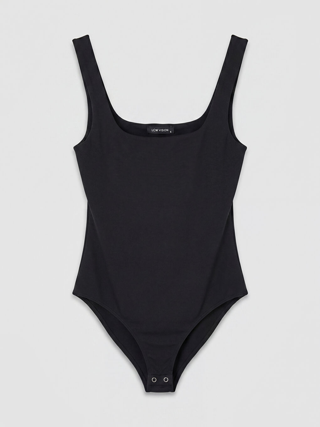 Siyah Kare Yaka Kadın Çıtçıtlı Body