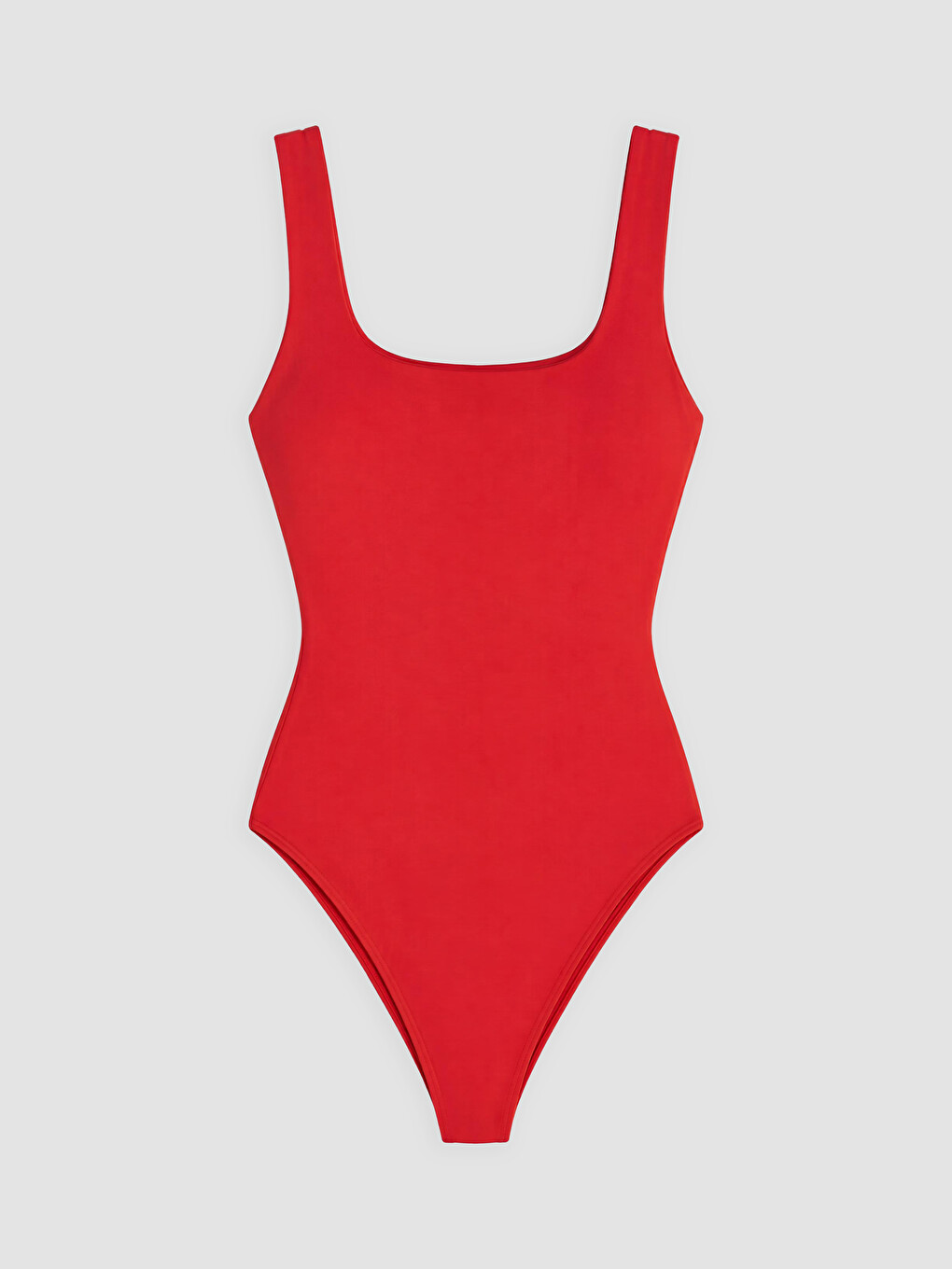 Kırmızı Kare Yaka Kadın Bodysuit-1