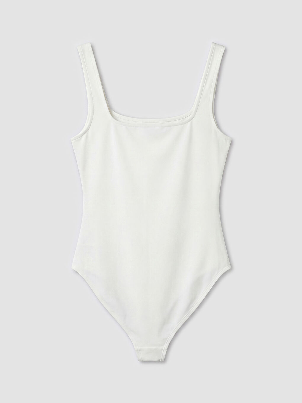 Beyaz Kare Yaka Kadın Çıtçıt Body-1