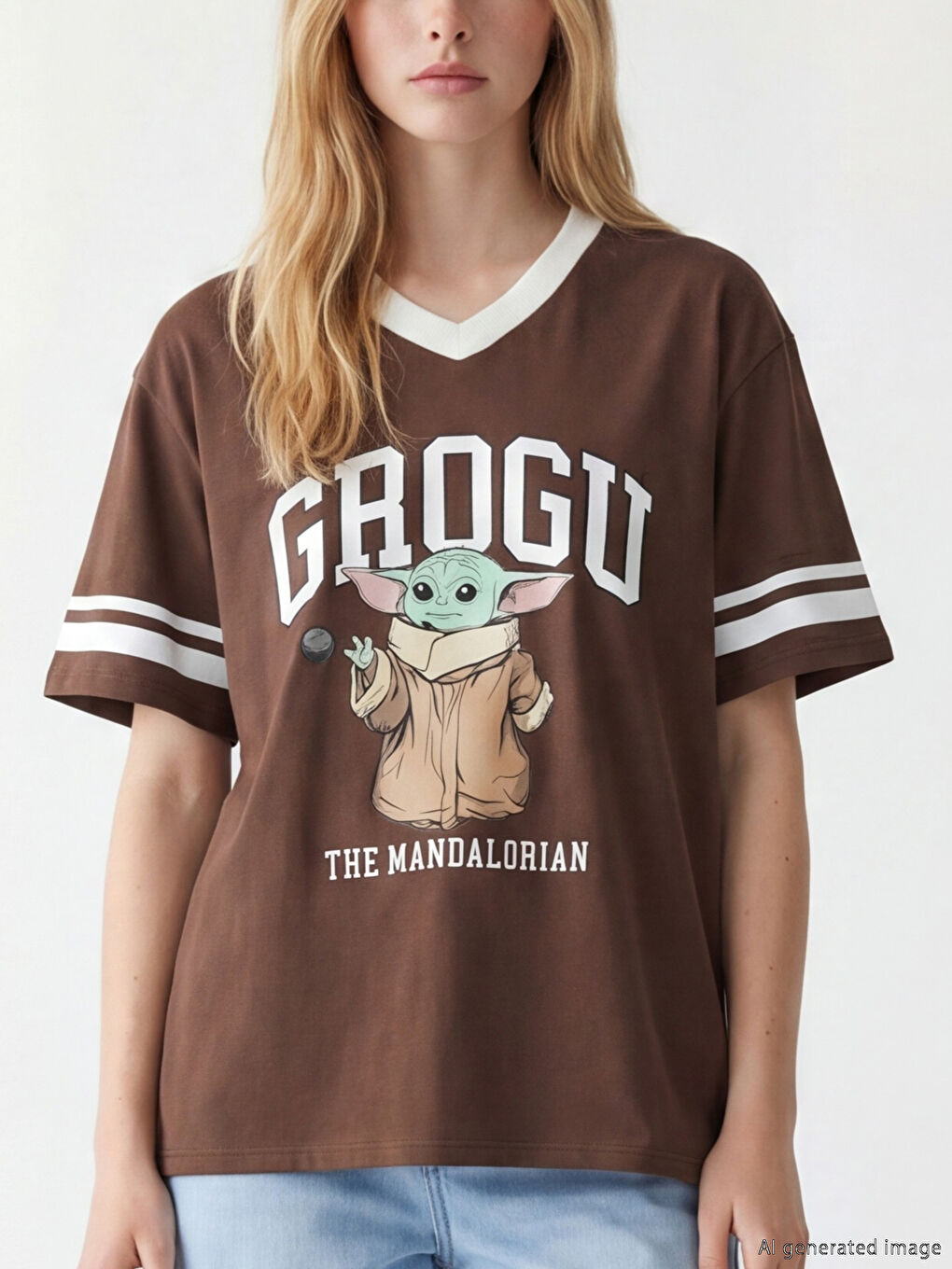 Grogu Printed Oversize Women's T-Shirt-2