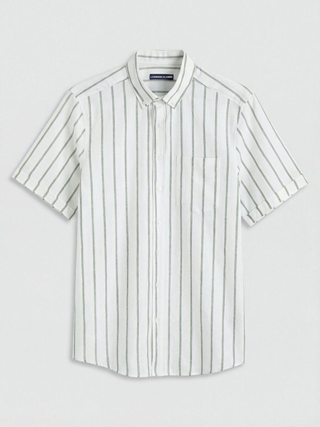 Yeşil Regular Fit Çizgili Erkek Gömlek