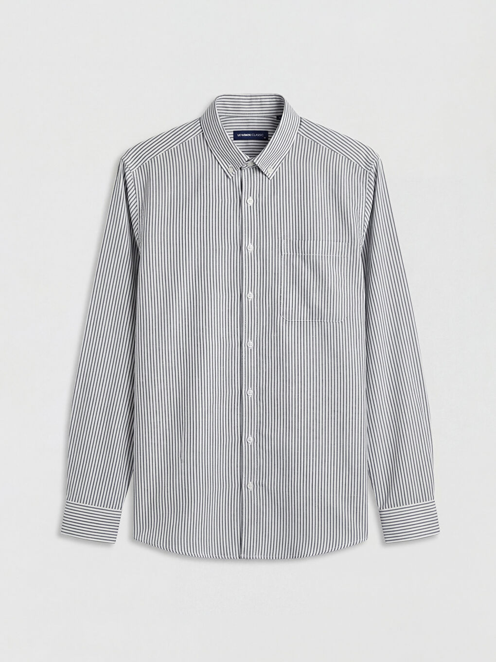 Gri Rahat Kalıp Çizgili Erkek Gömlek