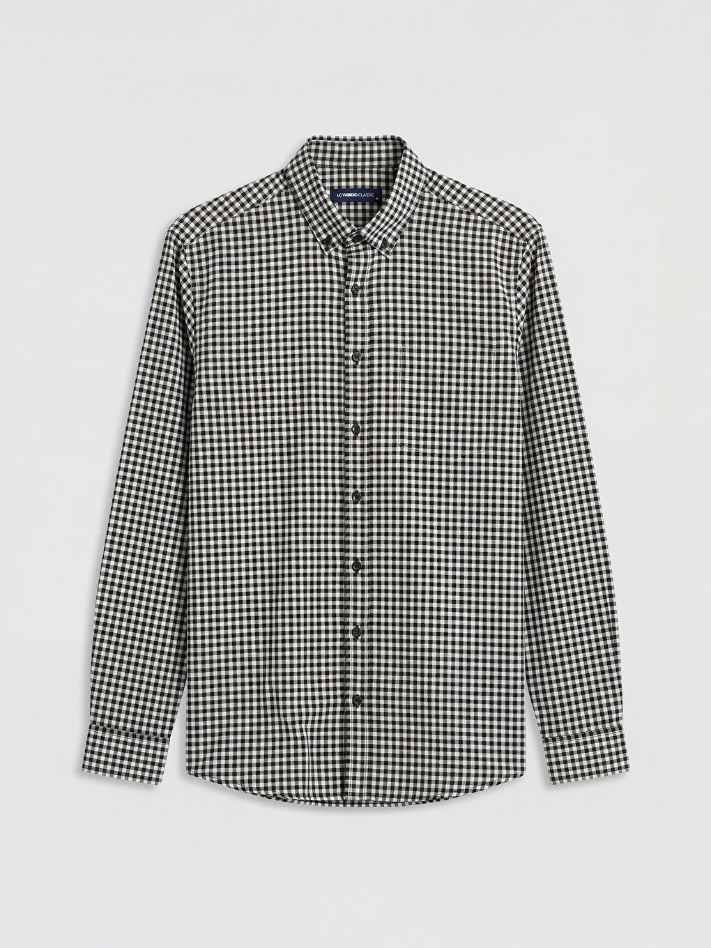 Siyah Standart Kalıp Kareli Erkek Gömlek