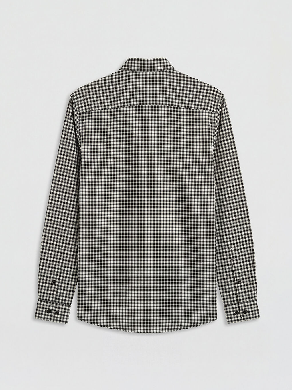 Siyah Standart Kalıp Kareli Erkek Gömlek-1