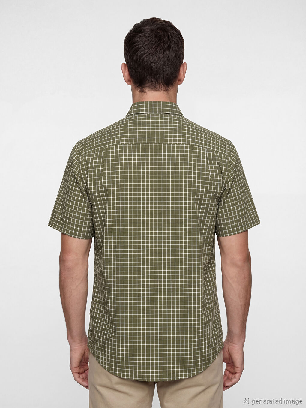 Haki Regular Fit Ekose Erkek Gömlek-3