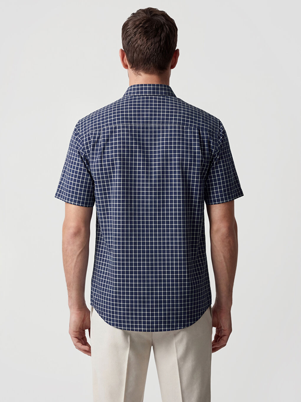 Lacivert Regular Fit Ekose Erkek Gömlek-3