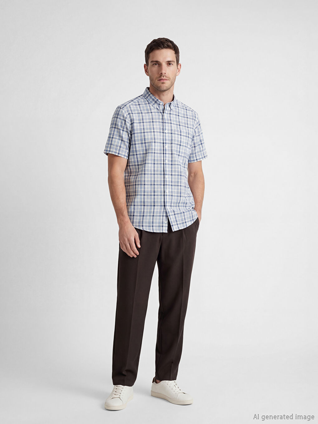 Mavi Regular Fit Ekose Erkek Gömlek-1