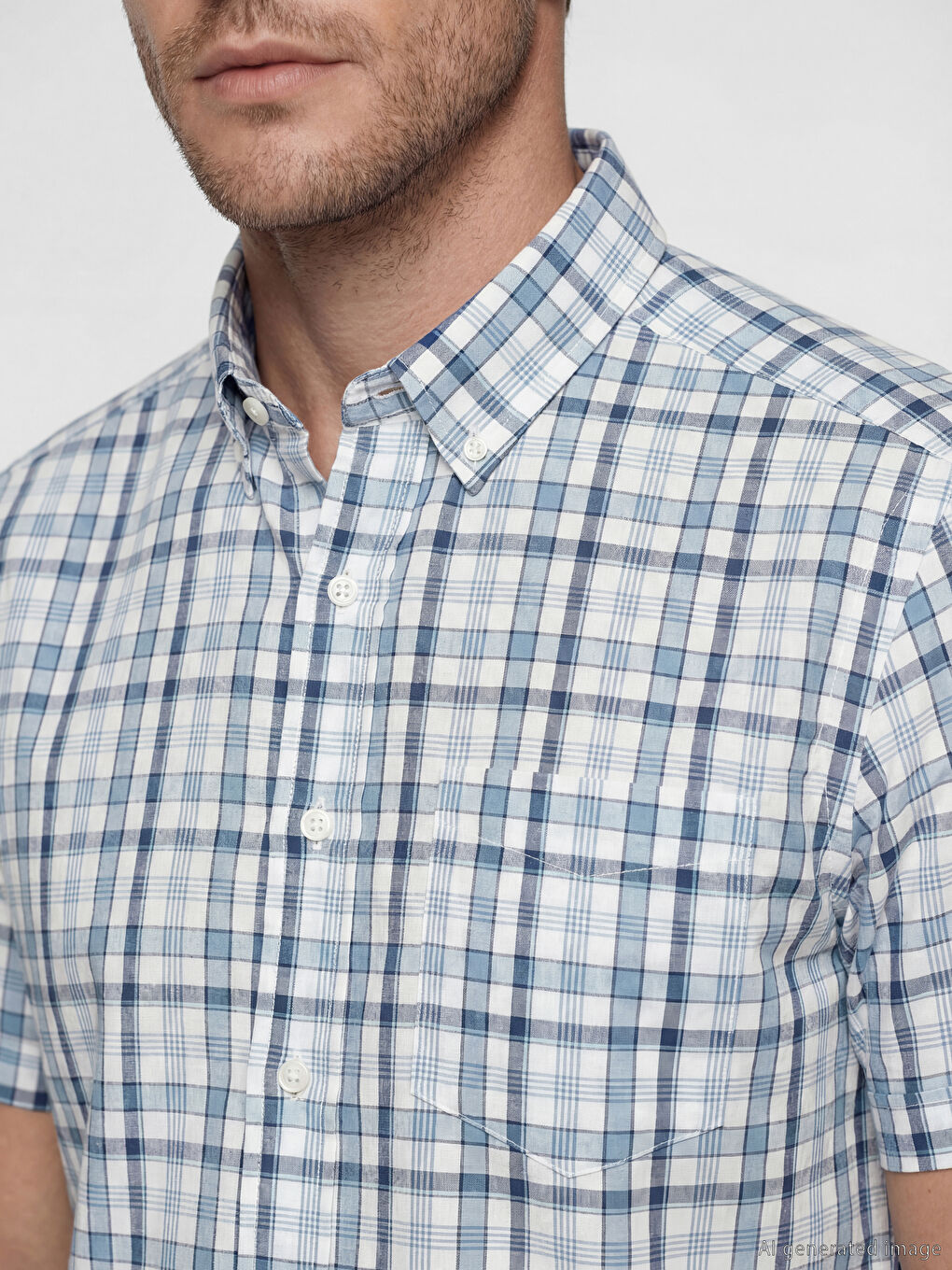 Mavi Regular Fit Ekose Erkek Gömlek-2