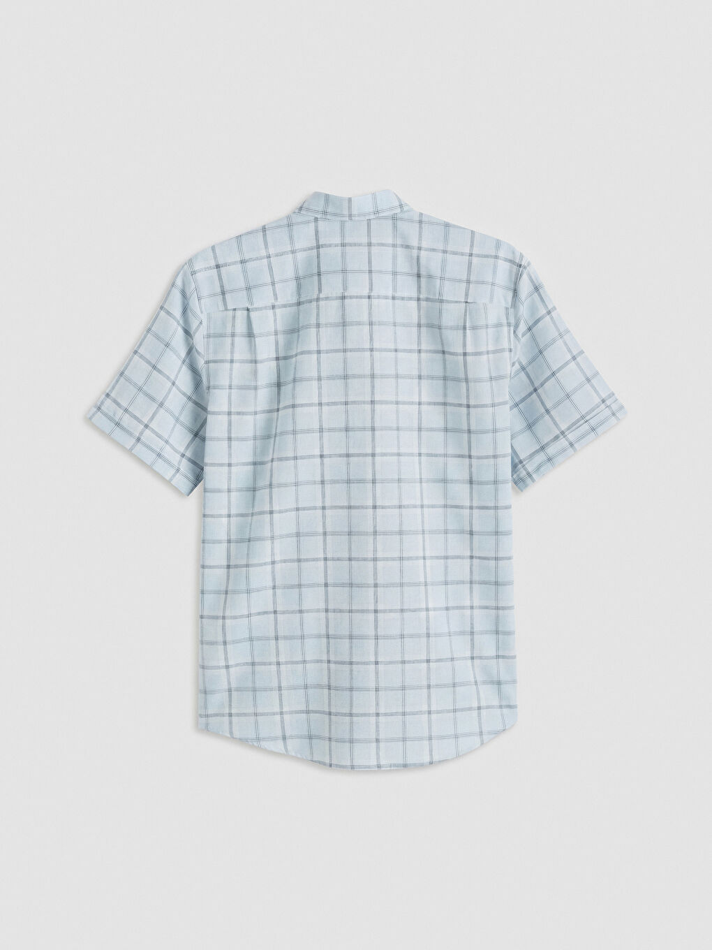 Mavi Regular Fit Ekose Keten Görünümlü Erkek Gömlek-1