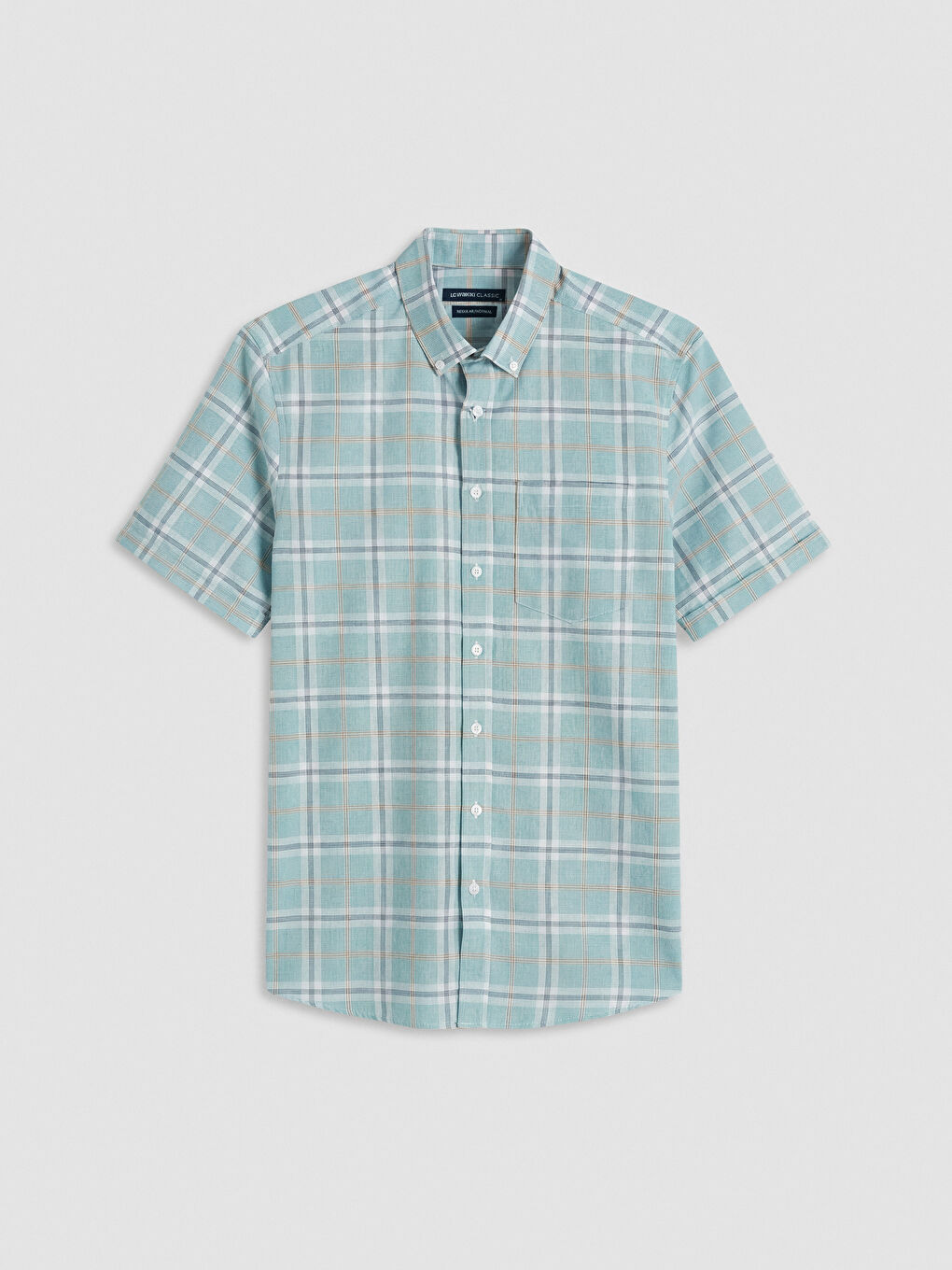 Yeşil Regular Fit Ekose Keten Görünümlü Erkek Gömlek-4