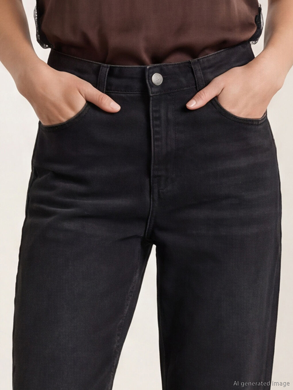 Kahverengi Barrel Fit Kadın Jean Pantolon-2