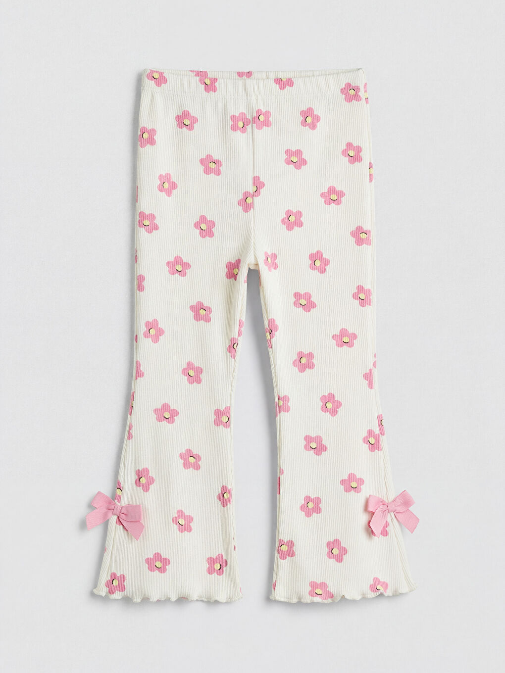 Ekru Çiçekli Kız Bebek Tayt Pantolon