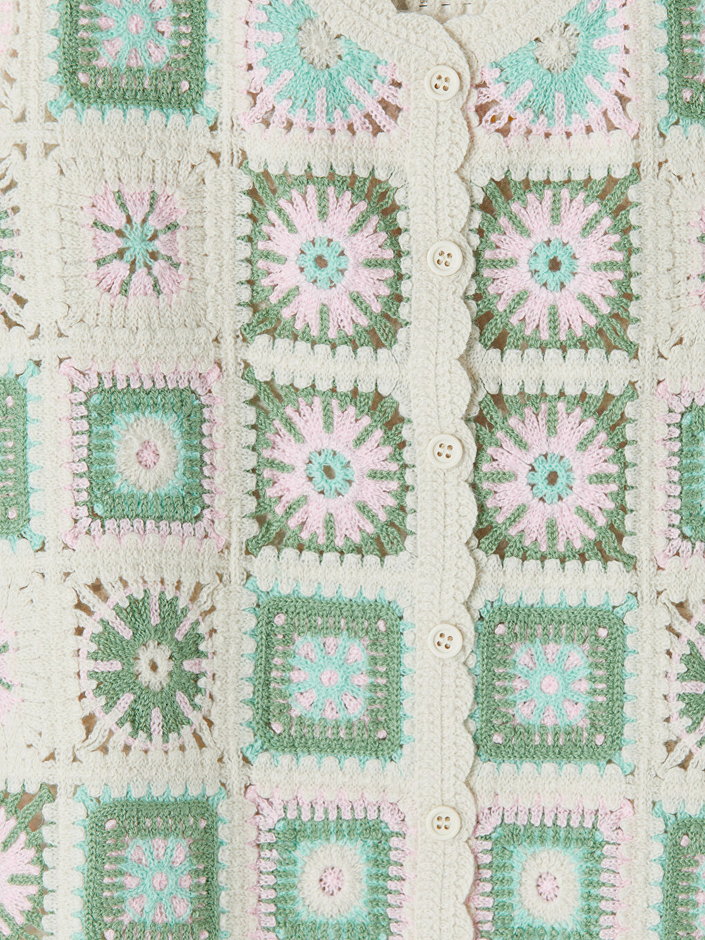 Yeşil V Yaka Kadın Kroşe Yelek-2