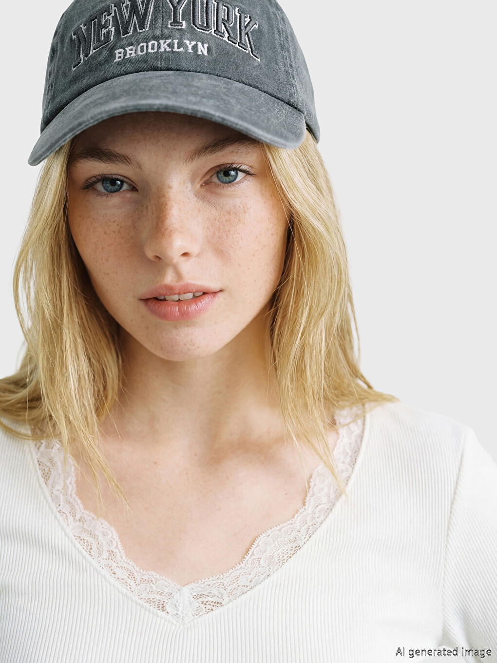 Beyaz V Yaka Dantel Detaylı Bluz	-1