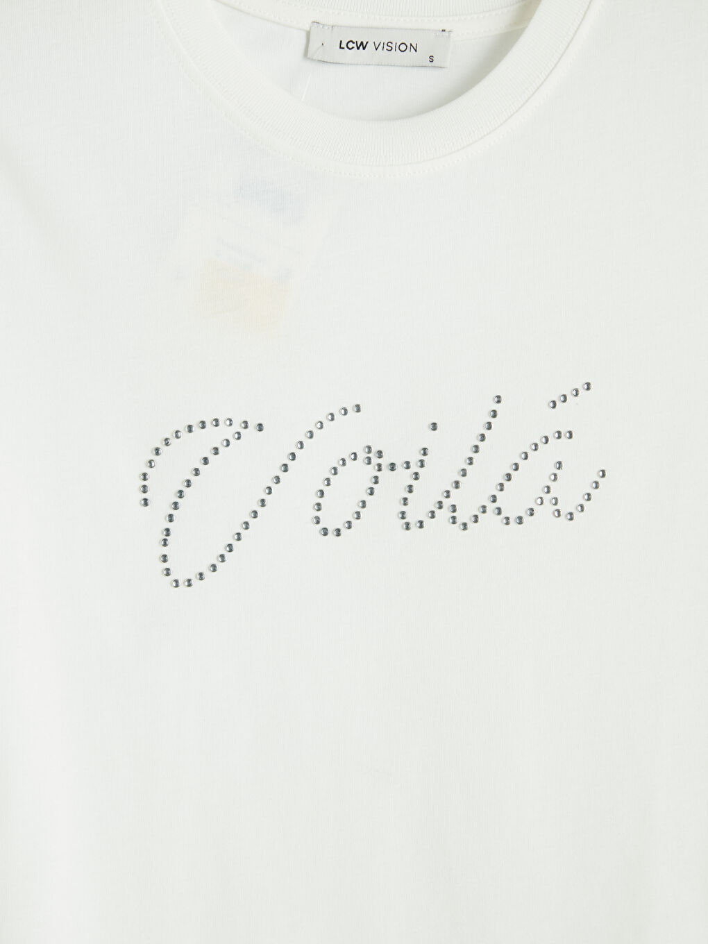 Ekru Bisiklet Yaka Taşlı Bluz-2