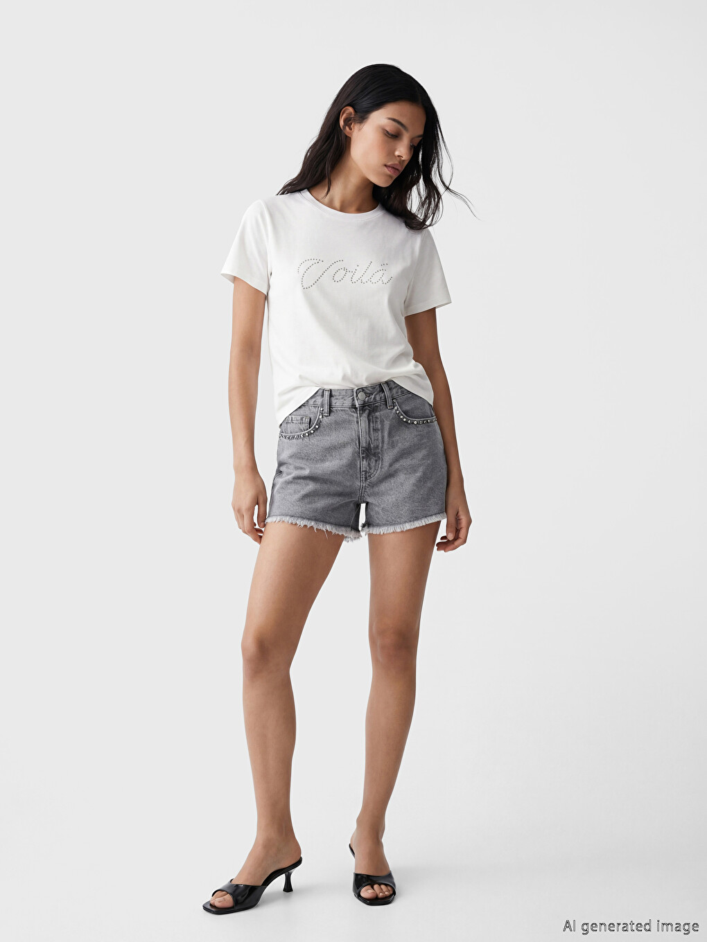 Bluza sa okruglim izrezom ukrašena cirkonima-1