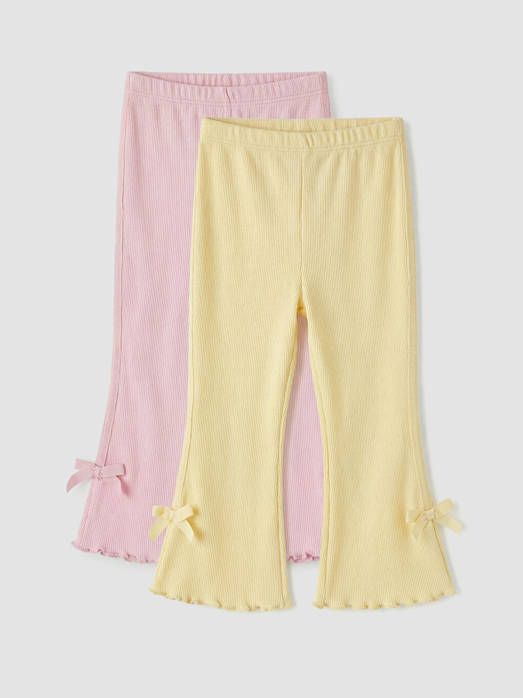 Pembe Fitilli Kız Bebek İspanyol Paça Tayt 2'li