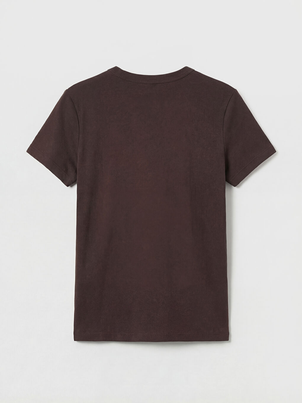 Kahverengi Bisiklet Yaka Kadın Tişört	-1