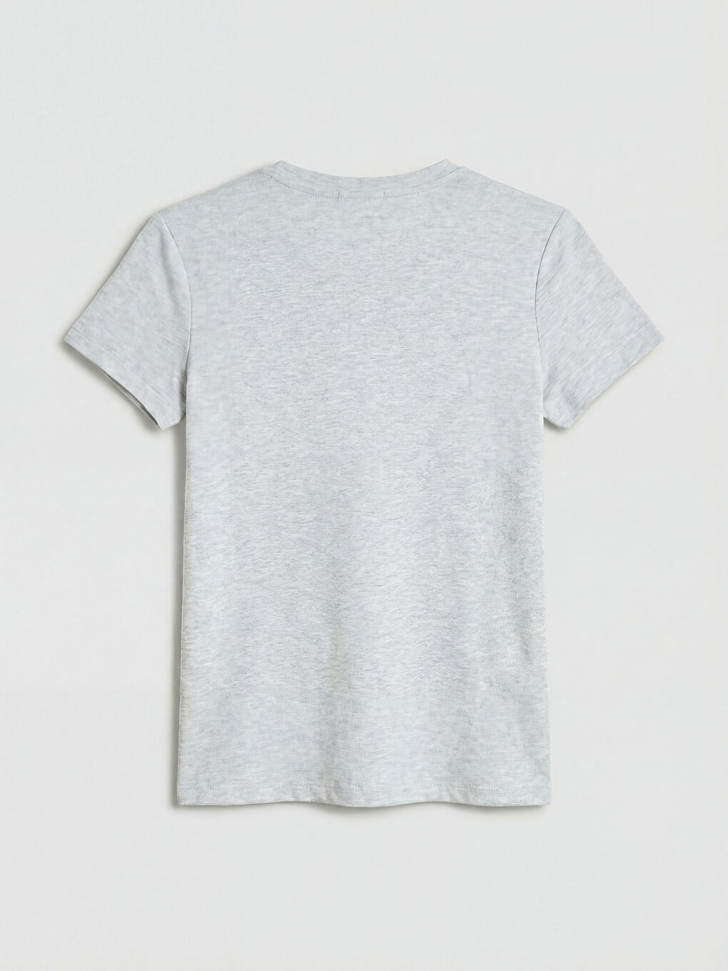 Gri Bisiklet Yaka Kadın Tişört	-5