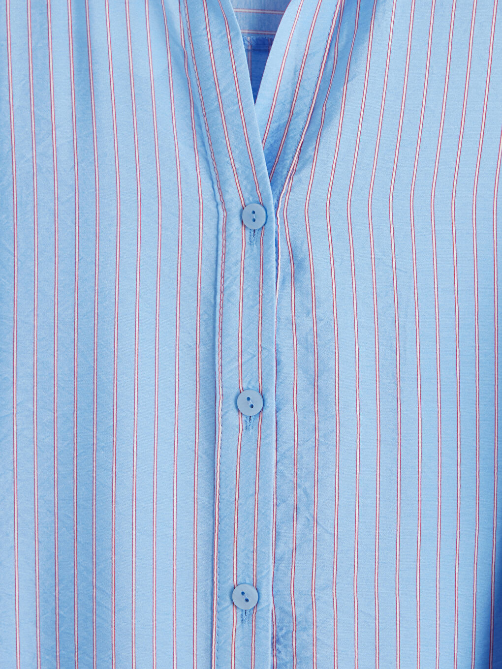 Mavi Çizgili Kuşaklı Poplin Gömlek Elbise-3