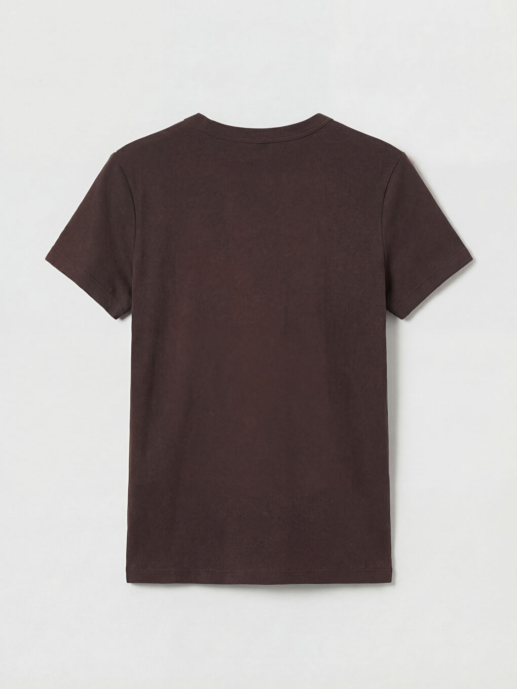 Kahverengi Bisiklet Yaka Kadın Tişört	-1