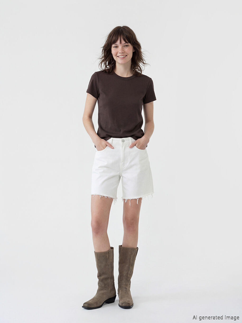 Bisiklet Yaka Kadın Tişört	-1