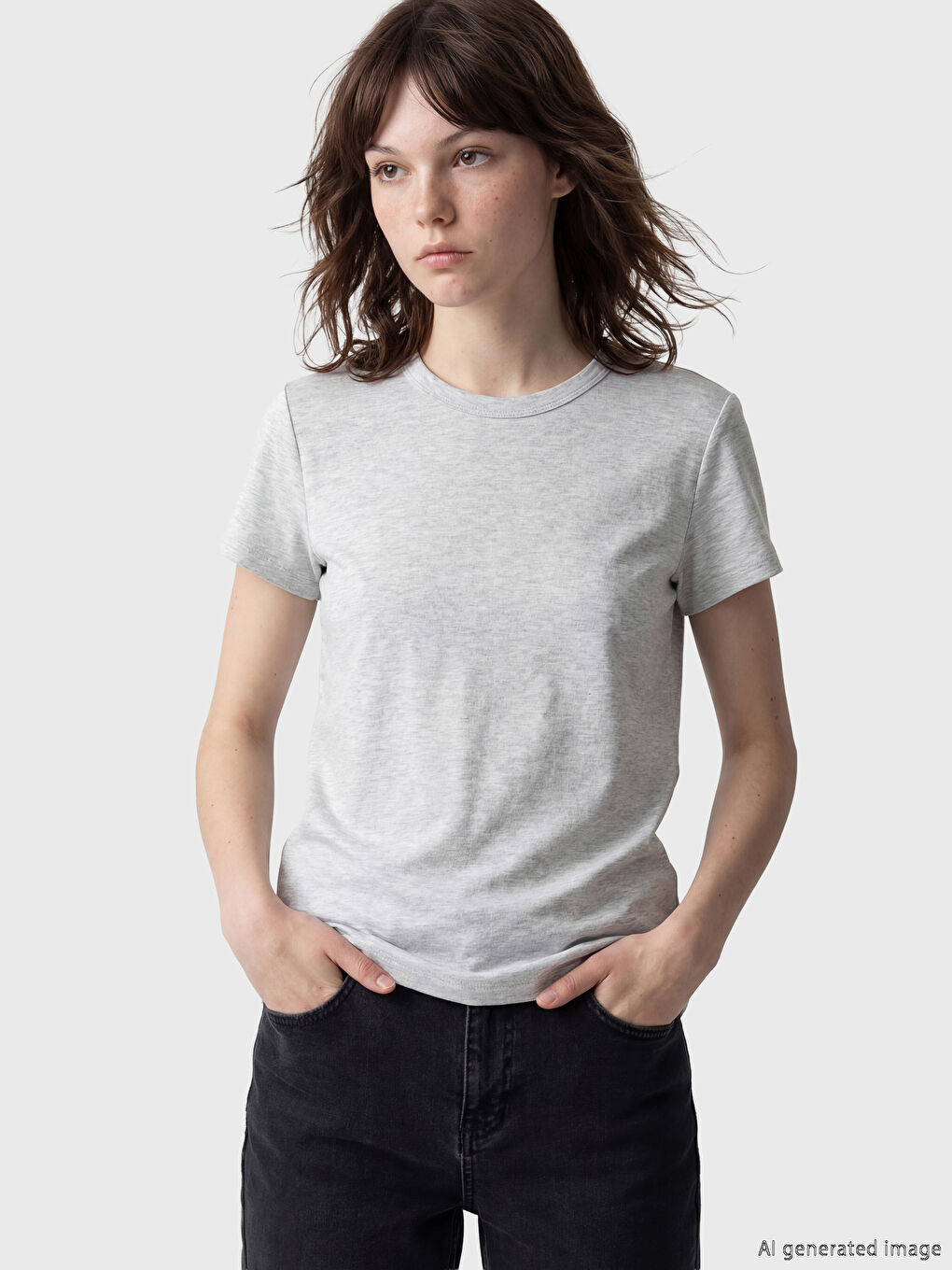 Bisiklet Yaka Kadın Tişört	