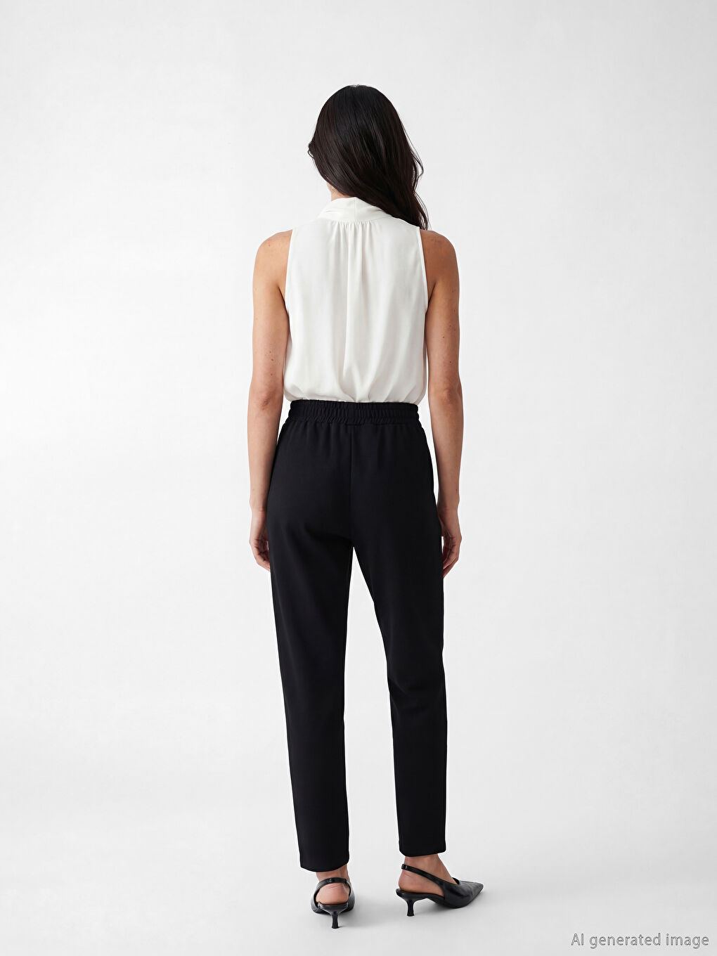 Siyah Beli Lastikli Kadın Eşofman Altı-3