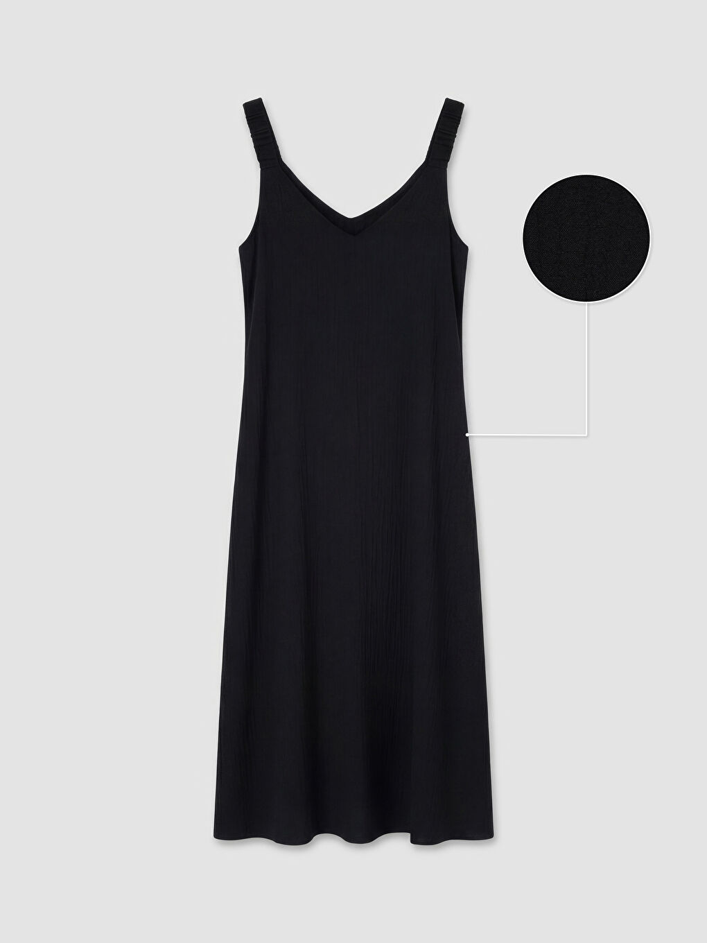 Siyah V Yaka Büzgülü A Kesim Elbise