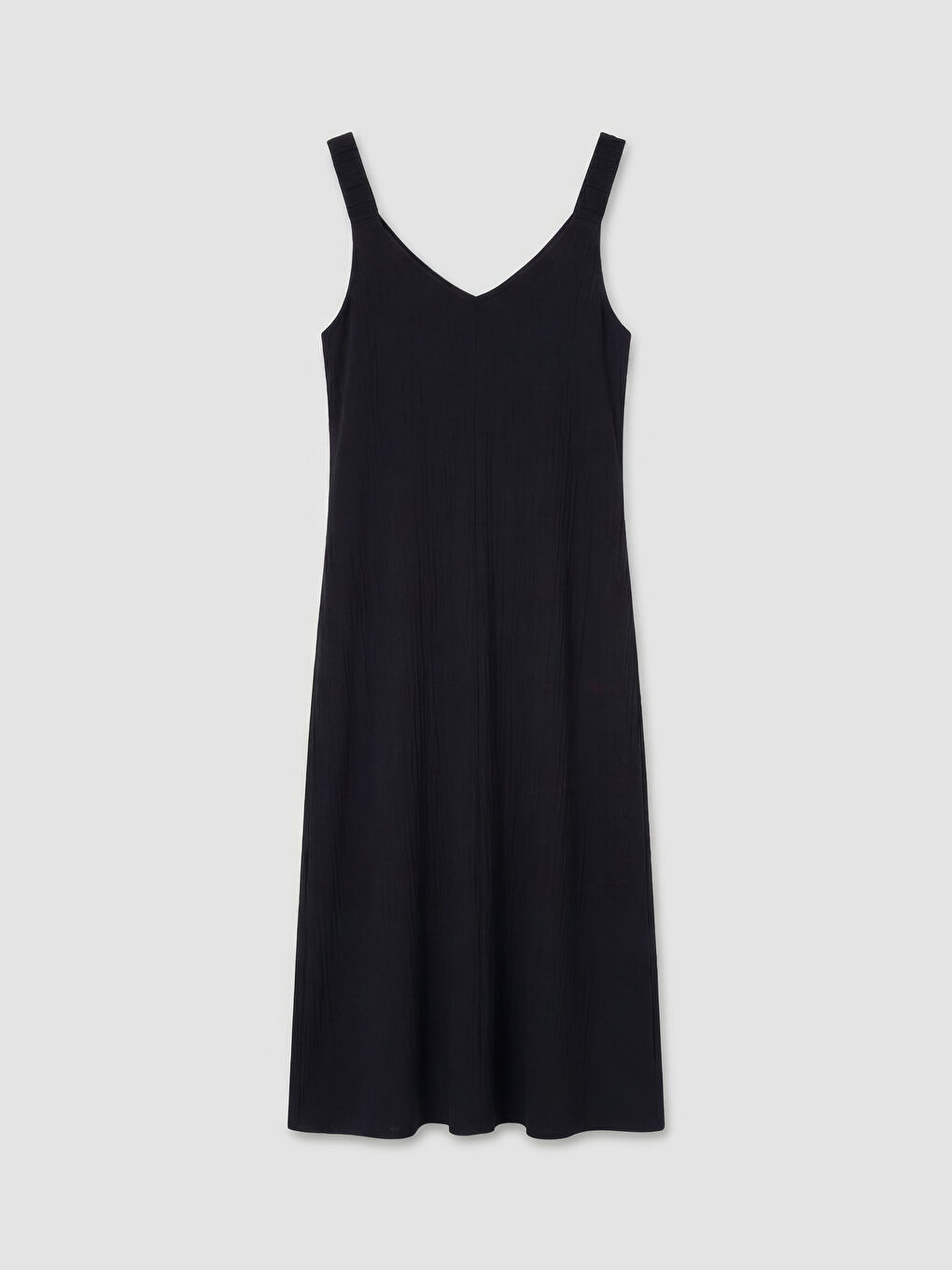 Siyah V Yaka Büzgülü A Kesim Elbise-1