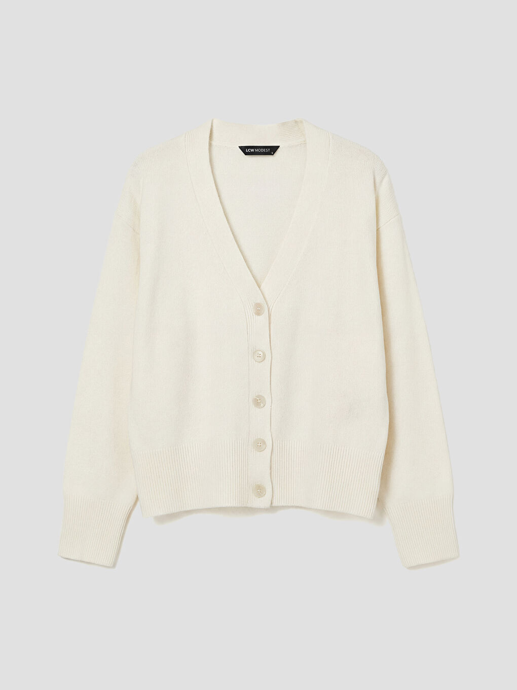 Bej V Yaka Kadın Triko Hırka