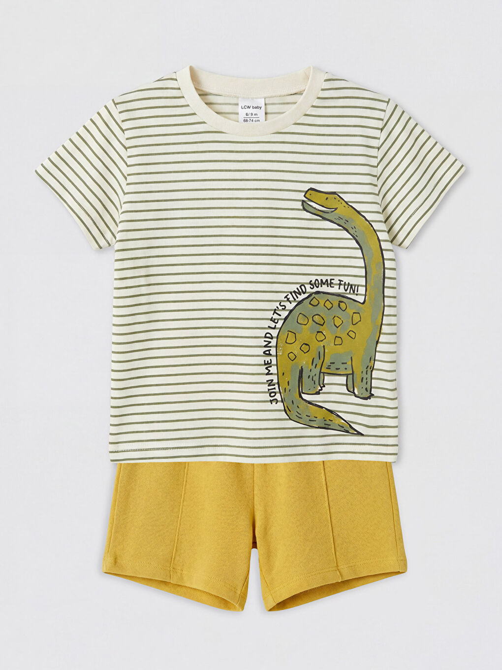 Yeşil Dinozor Baskılı Erkek Bebek Takım