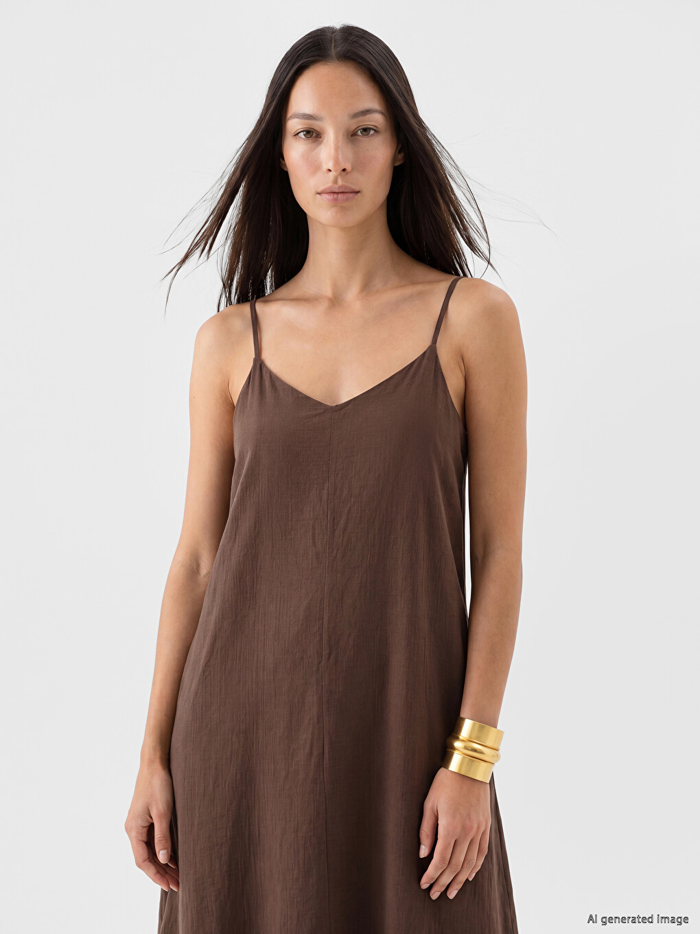 V Neck Strappy Muslin Dress-1