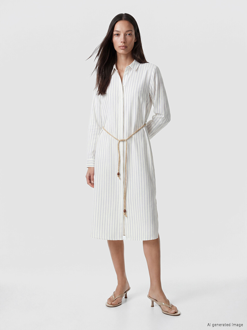 Striped Linen Blend Women's Shirt Tunic